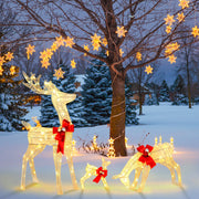 3 Pieces Lighted Reindeer Family Set with 230 LED Lights Stakes-Christmas Decorations & Accessories-DECOROLALA