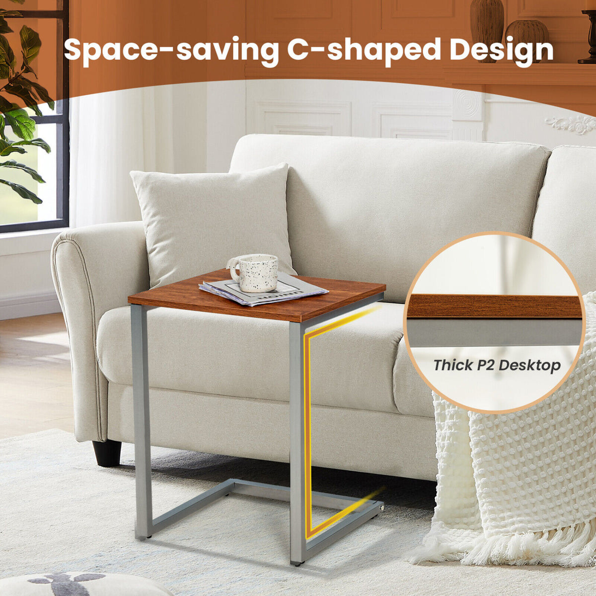 3 Pieces Multifunctional Coffee End Table Set-Brown-End & Side Tables-DECOROLALA