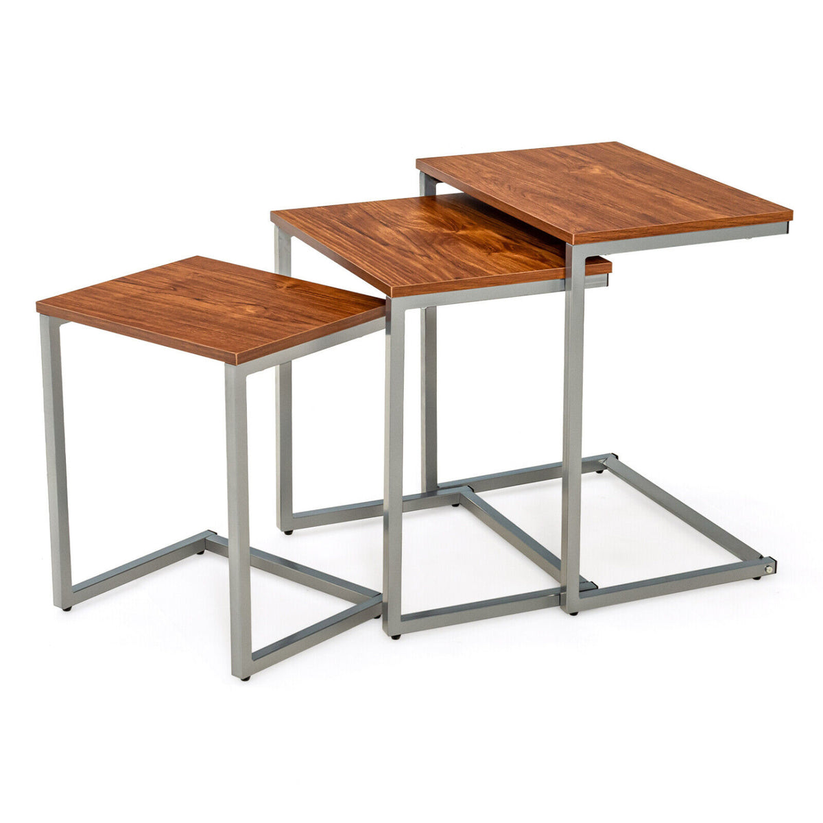 3 Pieces Multifunctional Coffee End Table Set-Brown-End & Side Tables-DECOROLALA