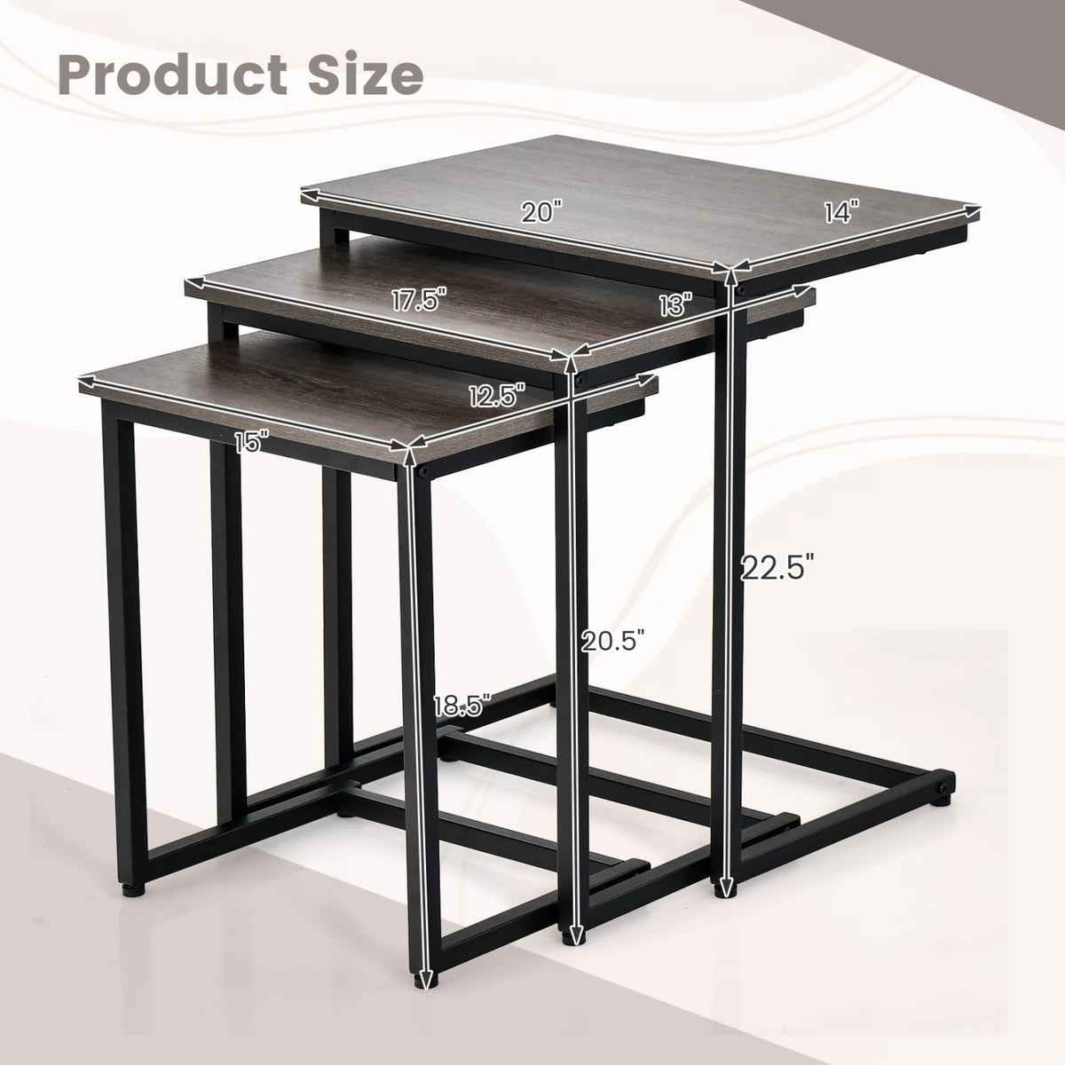 3 Pieces Multifunctional Coffee End Table Set-Oak-End & Side Tables-DECOROLALA