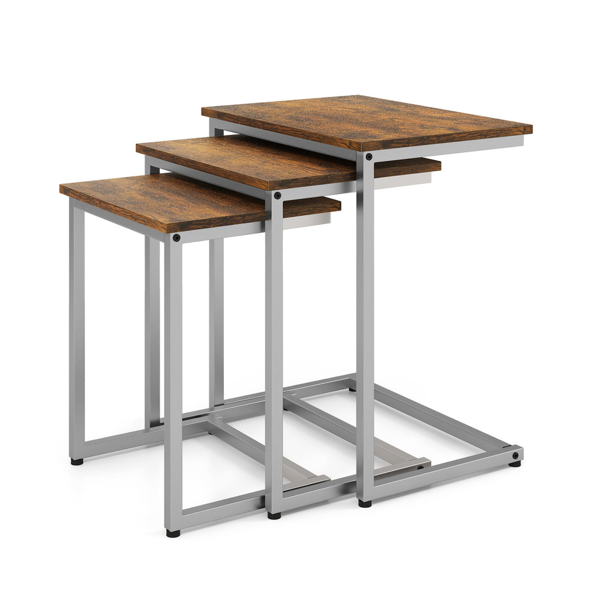 3 Pieces Multifunctional Coffee End Table Set-Rustic Brown-End & Side Tables-DECOROLALA