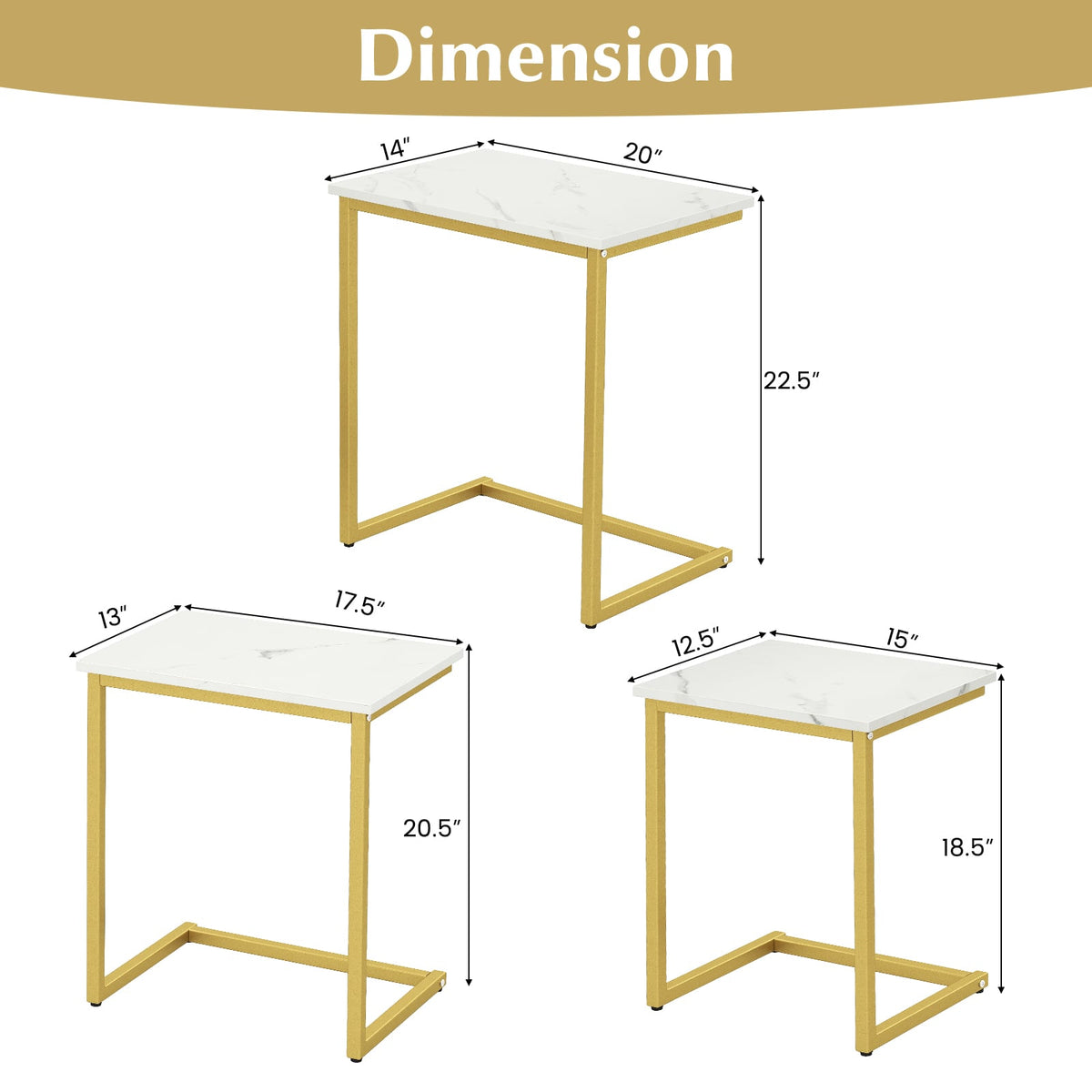 3 Pieces Multifunctional Coffee End Table Set-White-End & Side Tables-DECOROLALA
