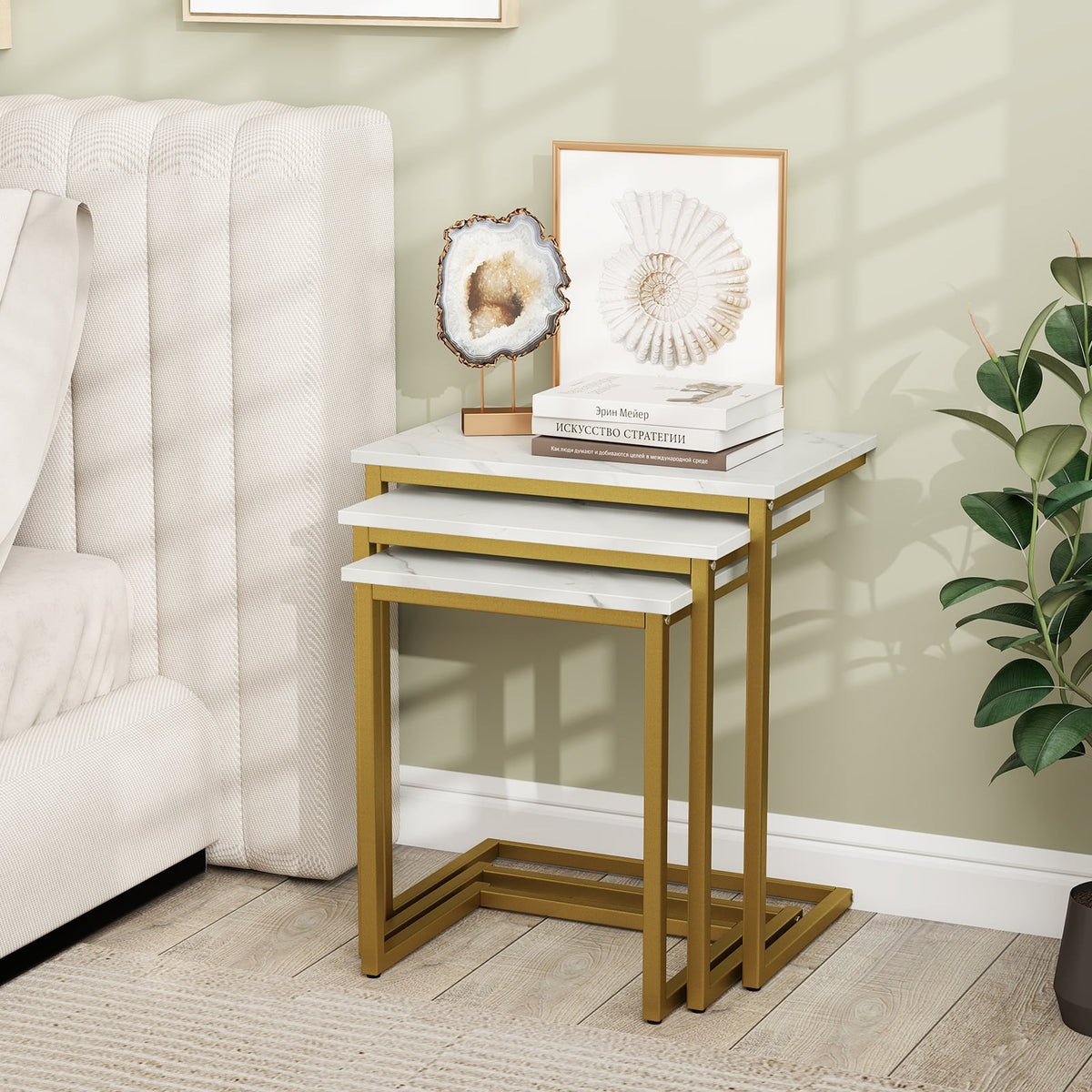 3 Pieces Multifunctional Coffee End Table Set-White-End & Side Tables-DECOROLALA