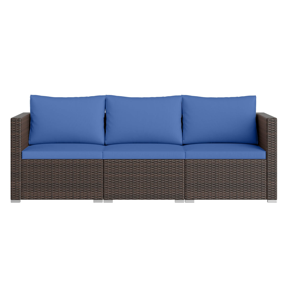 3 Pieces Outdoor Sectional Sofa Set with Soft Cushions-Navy-Outdoor Sectional Sofas-DECOROLALA