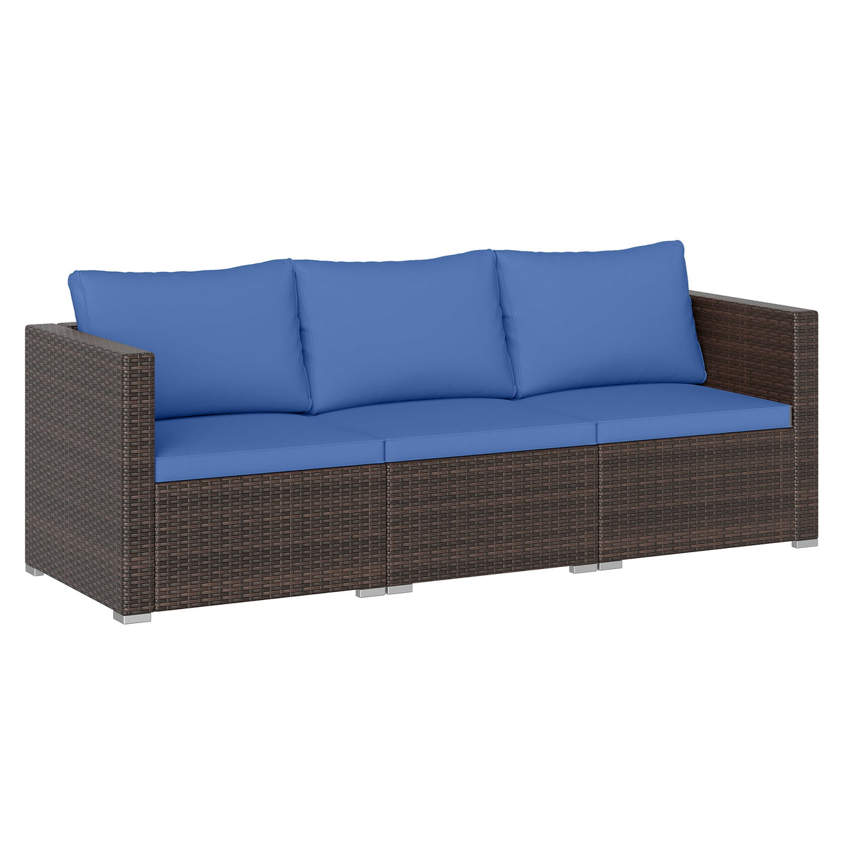 3 Pieces Outdoor Sectional Sofa Set with Soft Cushions-Navy-Outdoor Sectional Sofas-DECOROLALA
