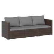 3 Pieces Patio Sectional Sofa Set with Soft Cushions-Gray-Outdoor Sectional Sofas-DECOROLALA