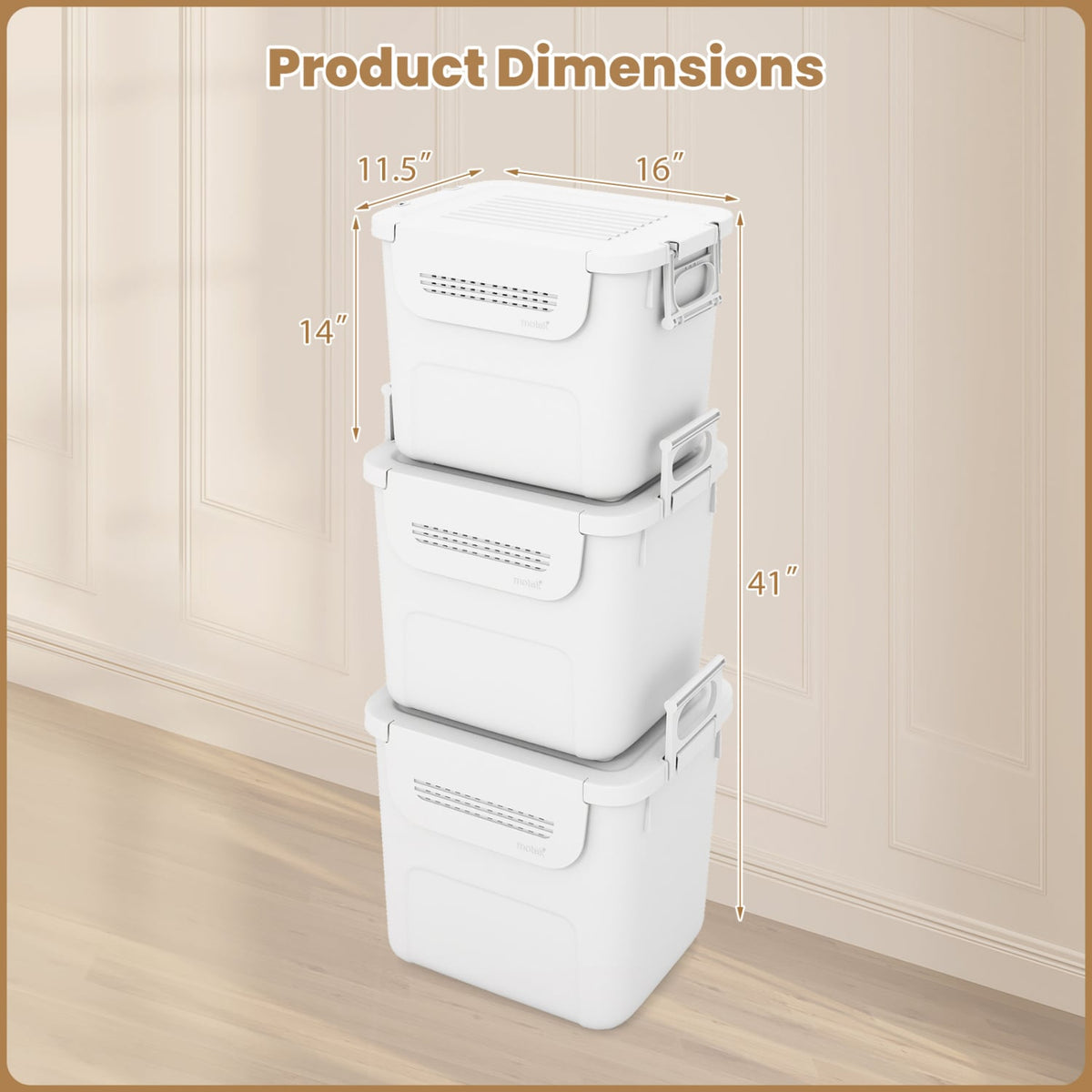 3-Pack Stackable Storage Bins - White (min order qty 2)-Dressers & Chests-DECOROLALA