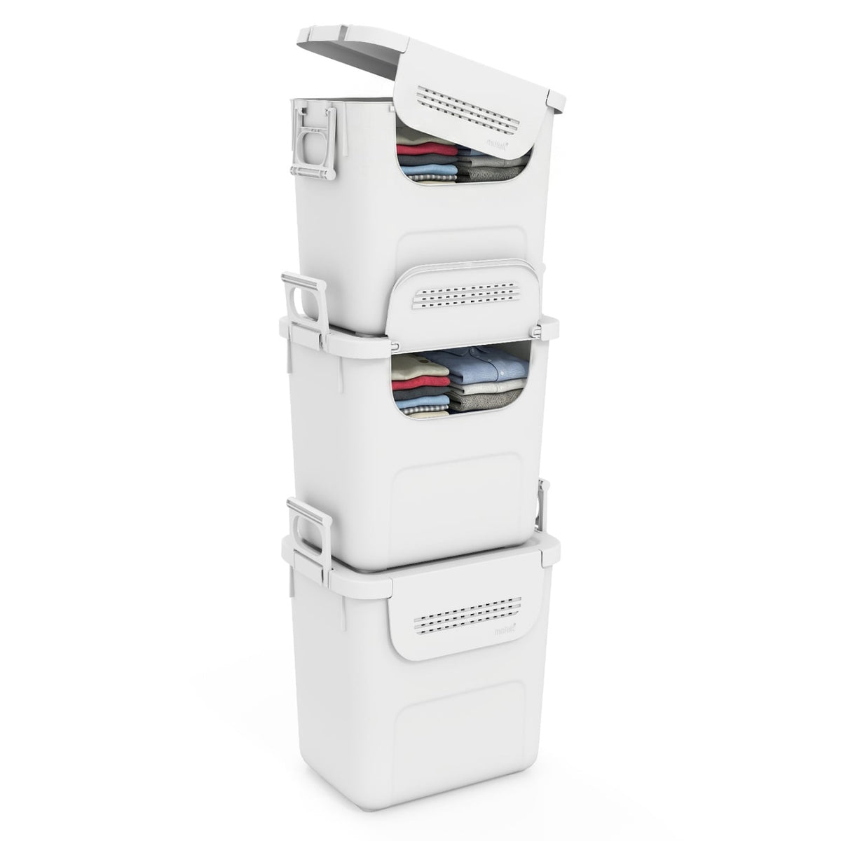 3-Pack Stackable Storage Bins - White (min order qty 2)-Dressers & Chests-DECOROLALA