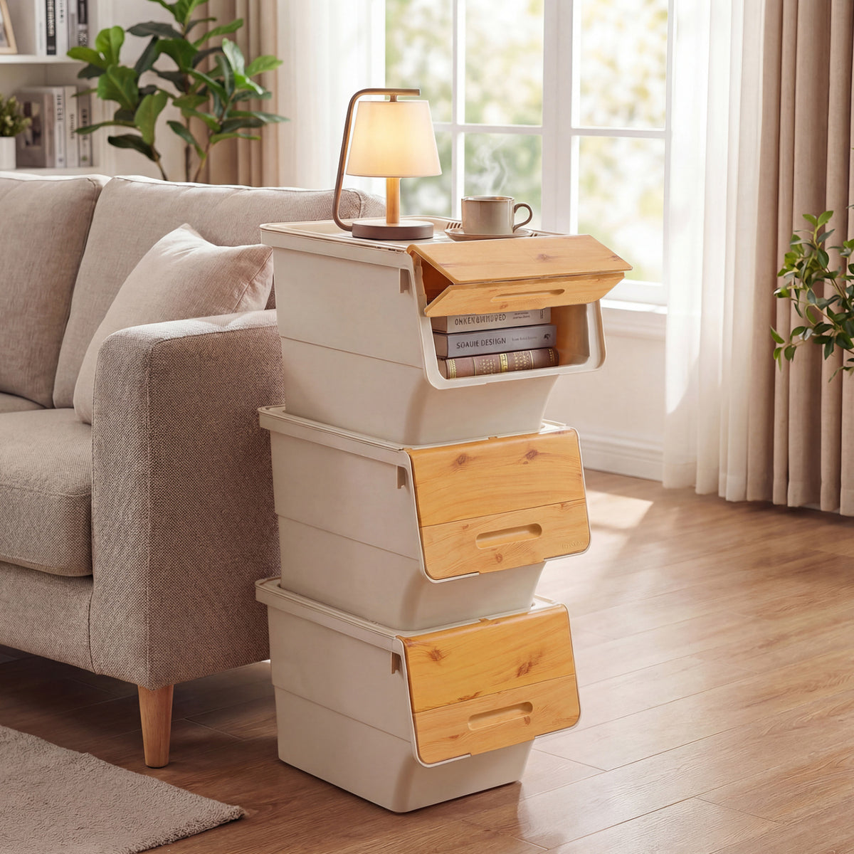 3 Stackable Storage Bins - Orange (min order qty 2)-Dressers & Chests-DECOROLALA