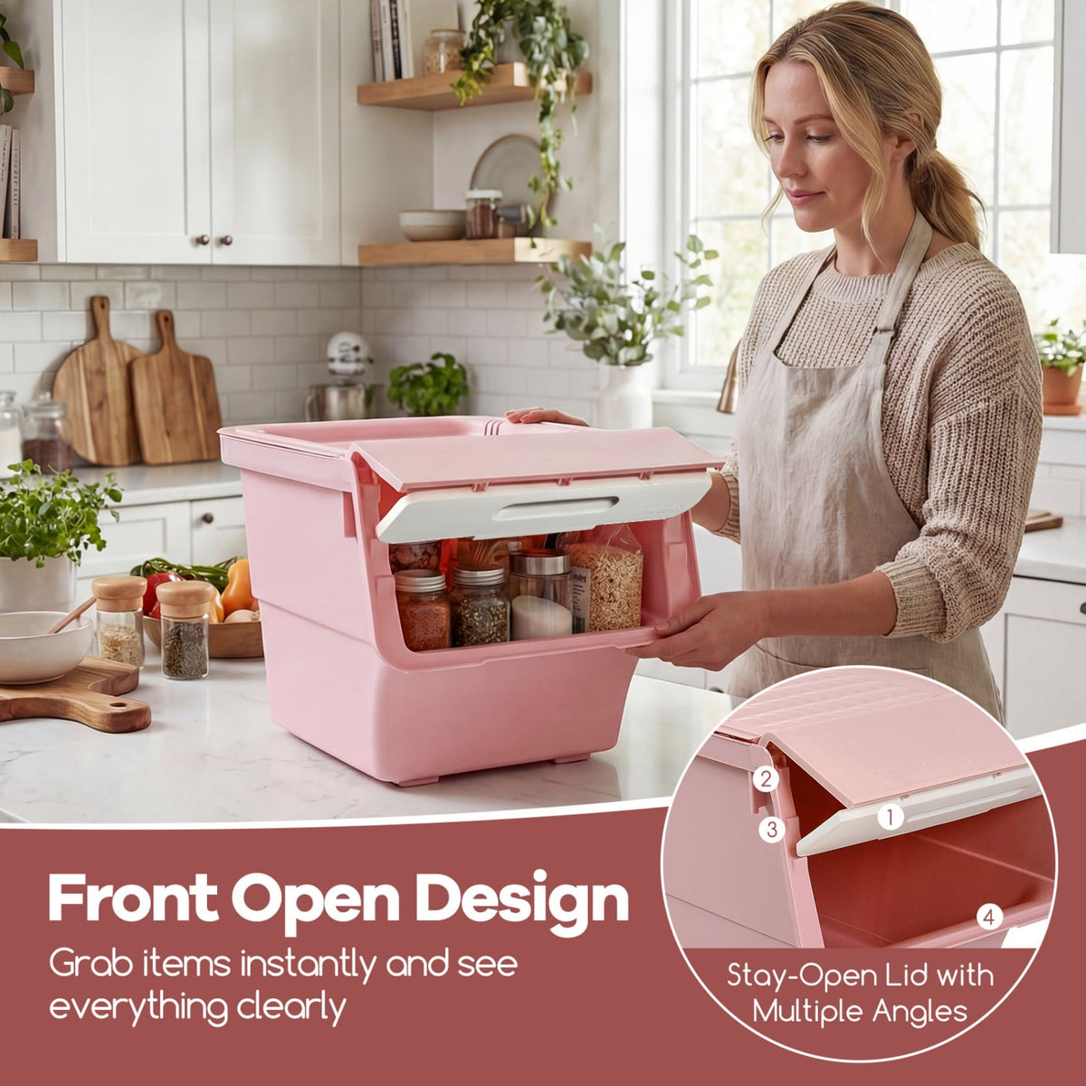 3-Pack Stackable Storage Bins - Pink (min order qty 2)-Dressers & Chests-DECOROLALA