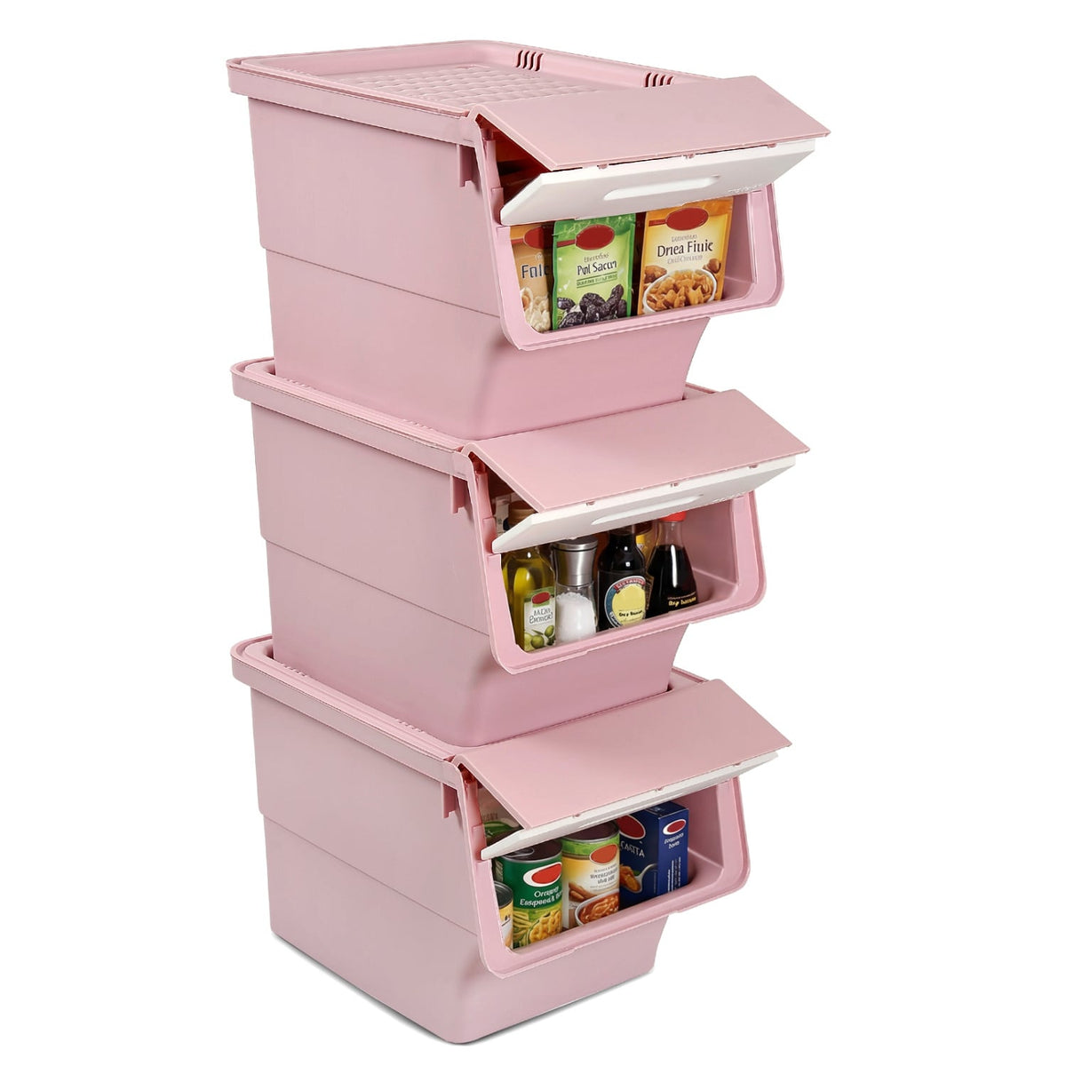 3-Pack Stackable Storage Bins - Pink (min order qty 2)-Dressers & Chests-DECOROLALA
