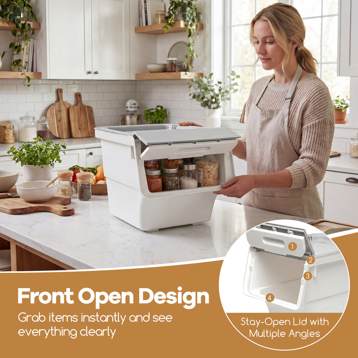 3 Pieces Storage Bins on Wheels Stackable Plastic Boxes with Stay-Open Lid (S)-Gray-Dressers & Chests-DECOROLALA