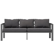 3-Seat Aluminum Patio Sofa - Dark Grey-Outdoor Furniture-DECOROLALA
