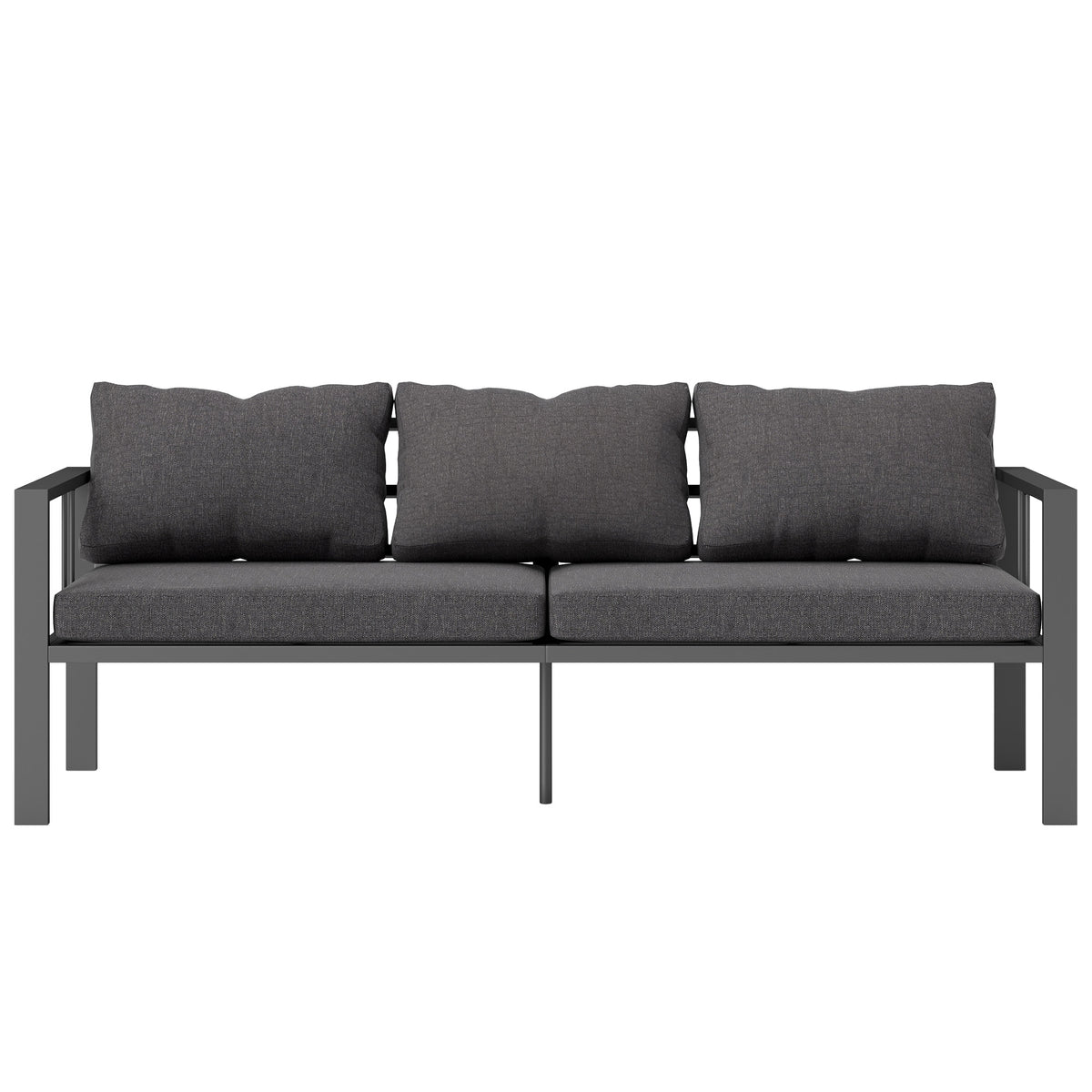 3-Seat Aluminum Patio Sofa - Dark Grey-Outdoor Furniture-DECOROLALA