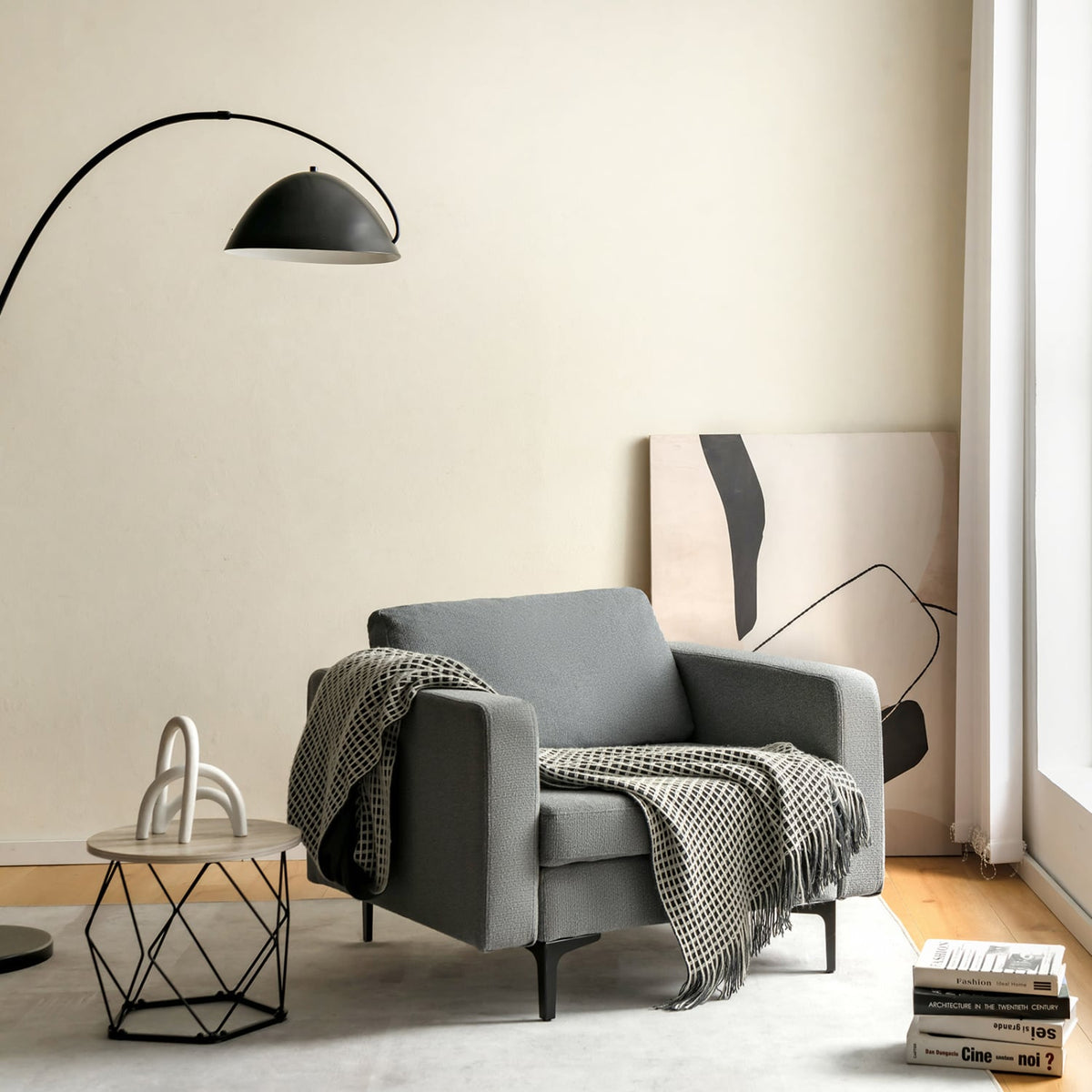 3-Seat Convertible Sectional Sofa with Reversible Ottoman - Dark Gray-Sofas & Loveseats-DECOROLALA