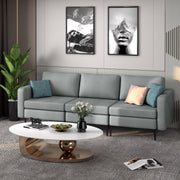 3-Seat Convertible Sectional Sofa with Reversible Ottoman - Dark Gray-Sofas & Loveseats-DECOROLALA