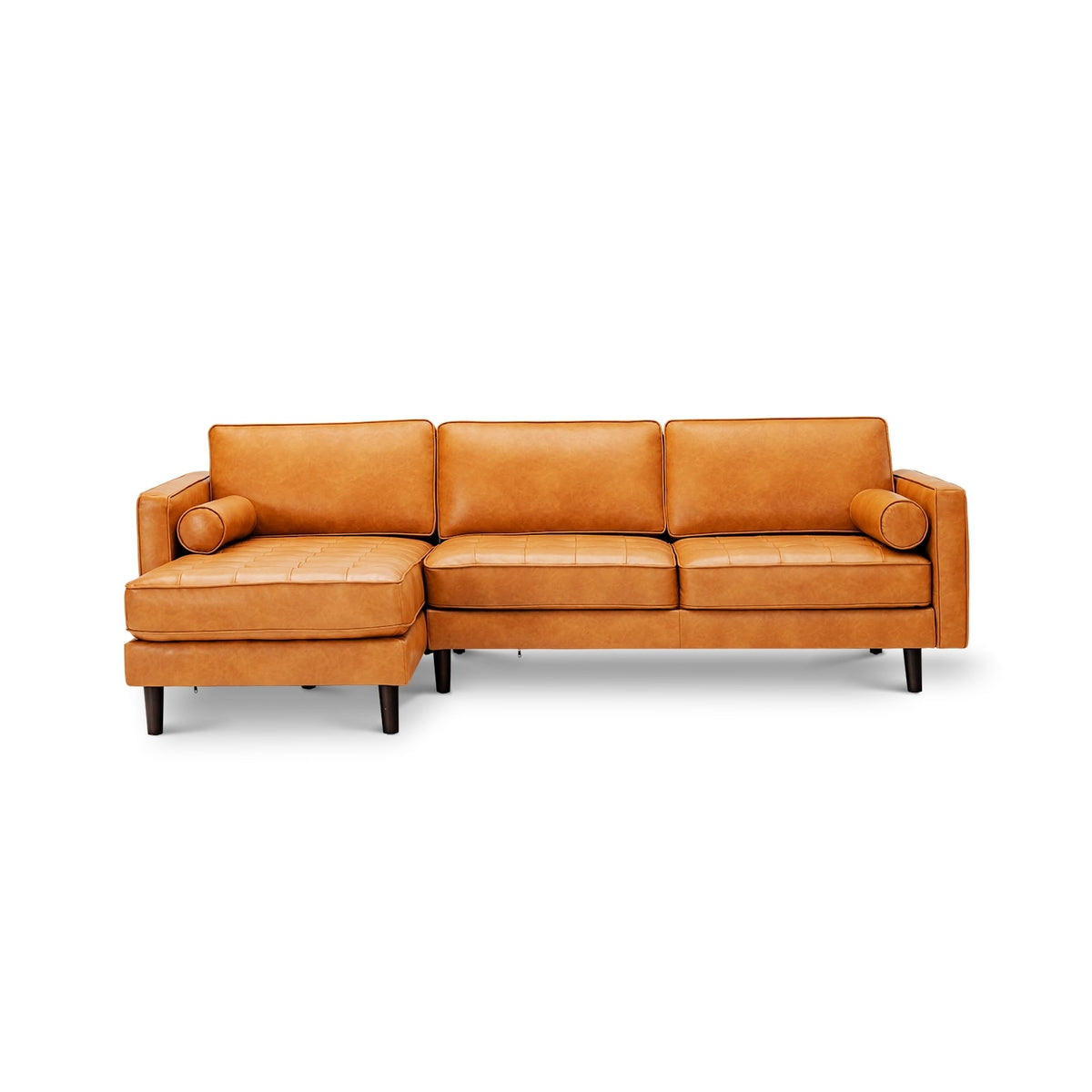 3-Seat L-Shaped Sectional Sofa - 105" Brown Air Leather Couch-Sofas & Loveseats-DECOROLALA