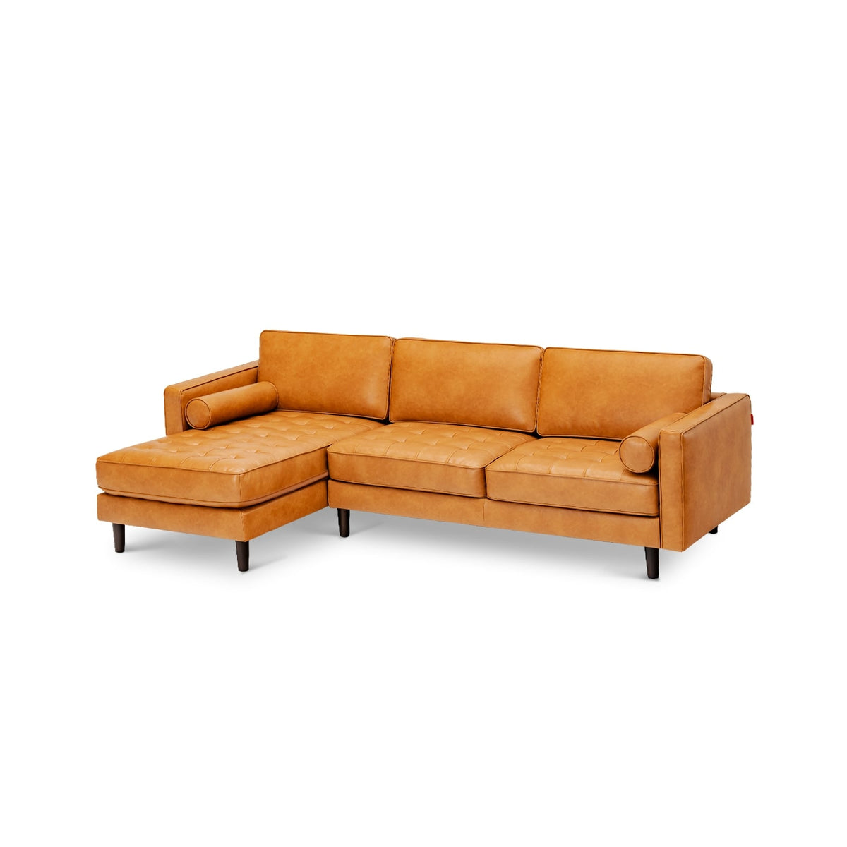 3-Seat L-Shaped Sectional Sofa - 105" Brown Air Leather Couch-Sofas & Loveseats-DECOROLALA
