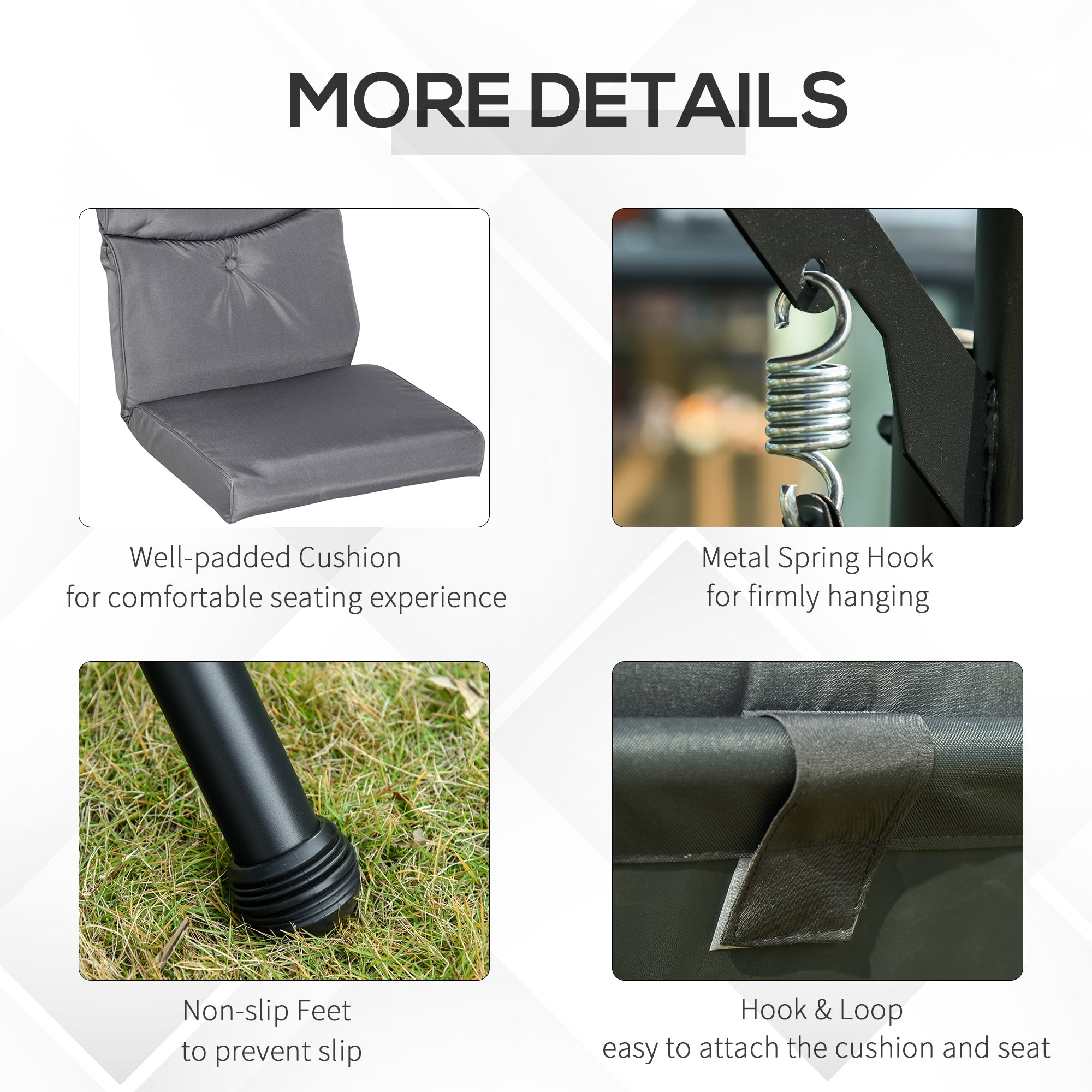 3 Seat Outdoor Swing Chair - Dark Grey Steel Canopy-DECOROLALA