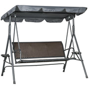 3-Seat Patio Swing Chair Dark Grey Canopy-DECOROLALA