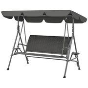 3-Seat Patio Swing Chair Grey Canopy-DECOROLALA