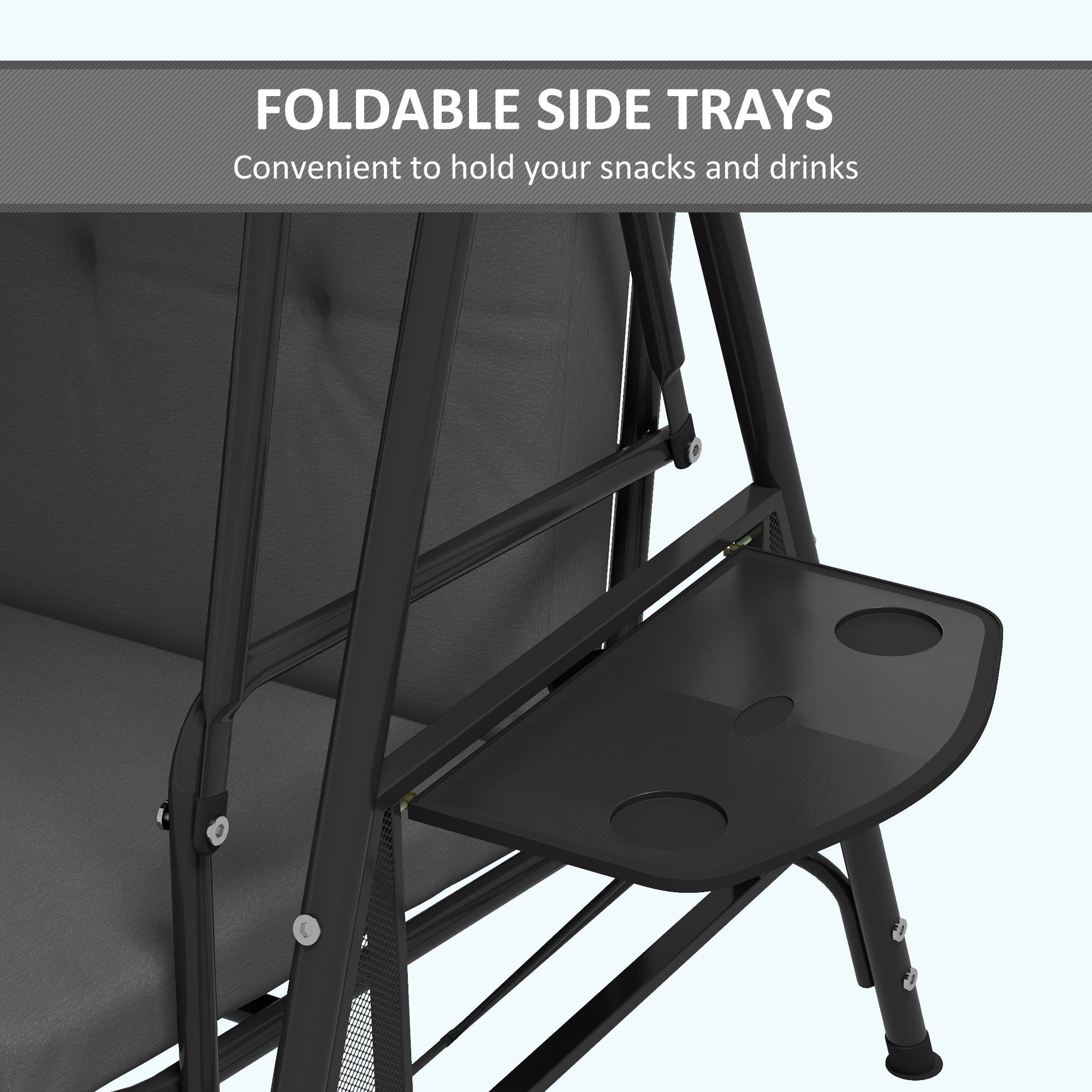 3-Seat Patio Swing - Grey Canopy Cushion-DECOROLALA