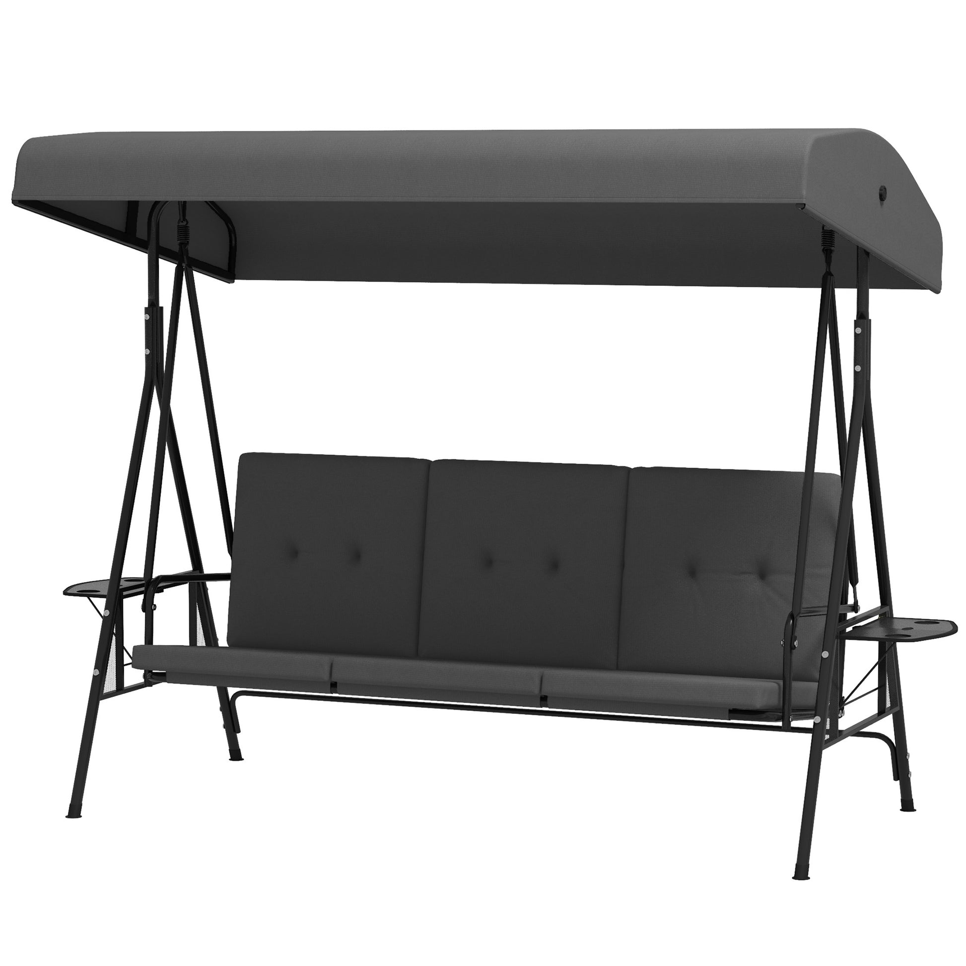 3-Seat Patio Swing - Grey Canopy Cushion-DECOROLALA