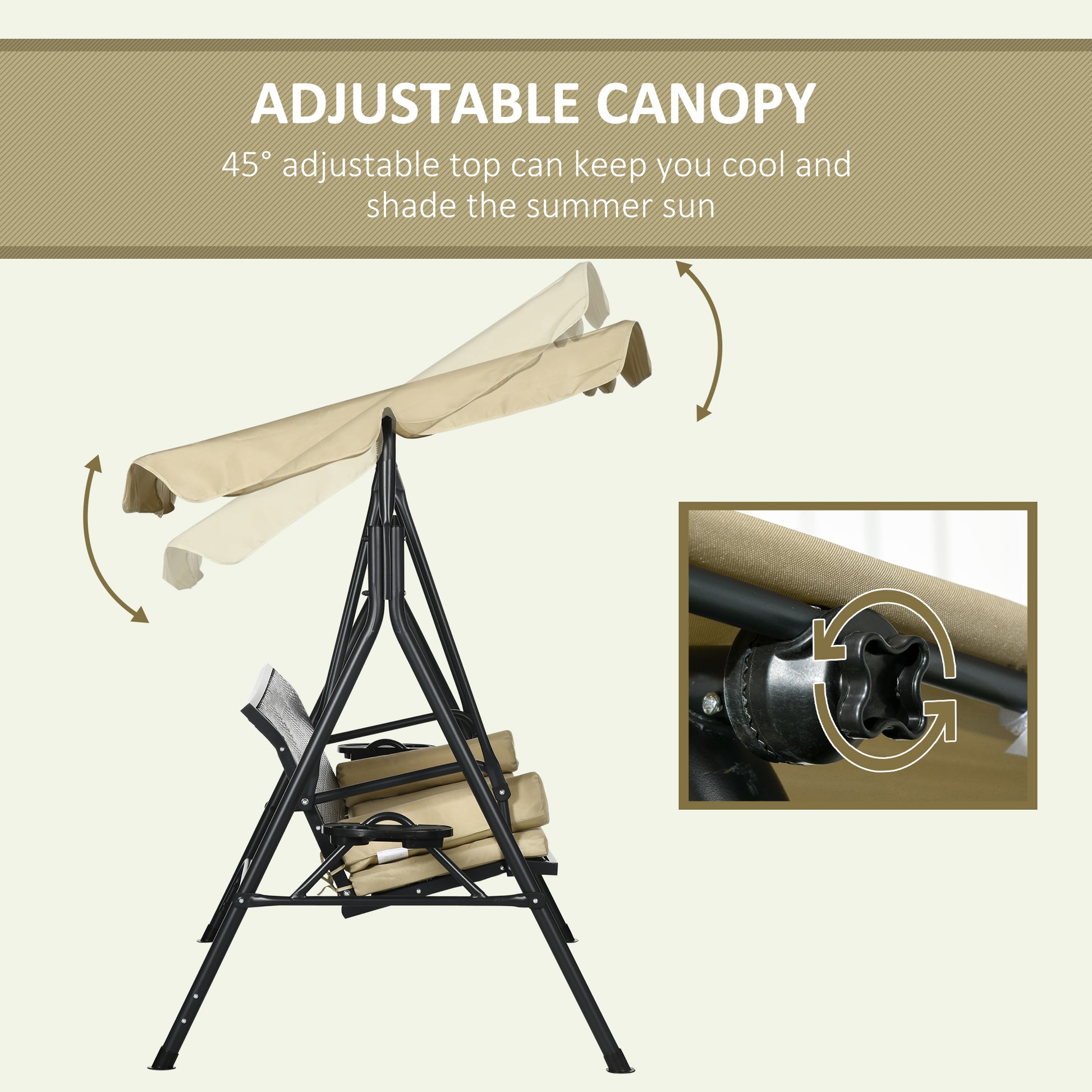 3-Seat Porch Swing with Canopy - Rattan-DECOROLALA