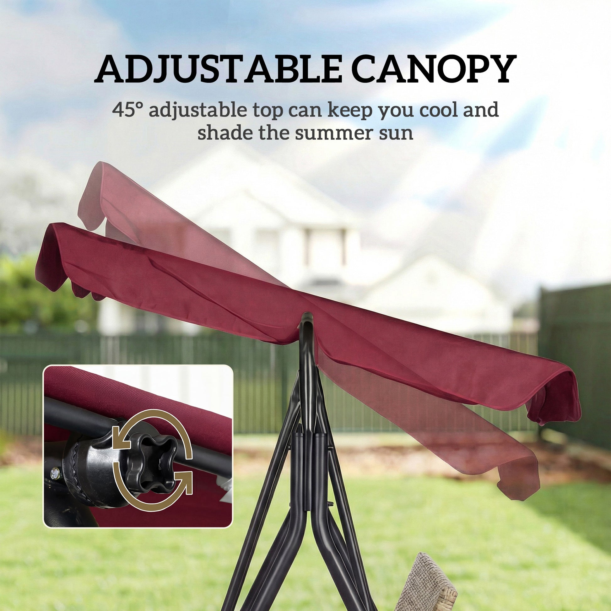 3-Seat Porch Swing with Canopy & Rattan-DECOROLALA