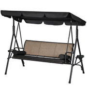 3-Seat Porch Swing with Canopy - Rattan Black-DECOROLALA