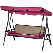 3-Seat Porch Swing with Canopy & Rattan-DECOROLALA