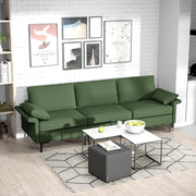 3-Seat Sectional Sofa with USB Ports and Metal Legs - Green-Sofas & Loveseats-DECOROLALA