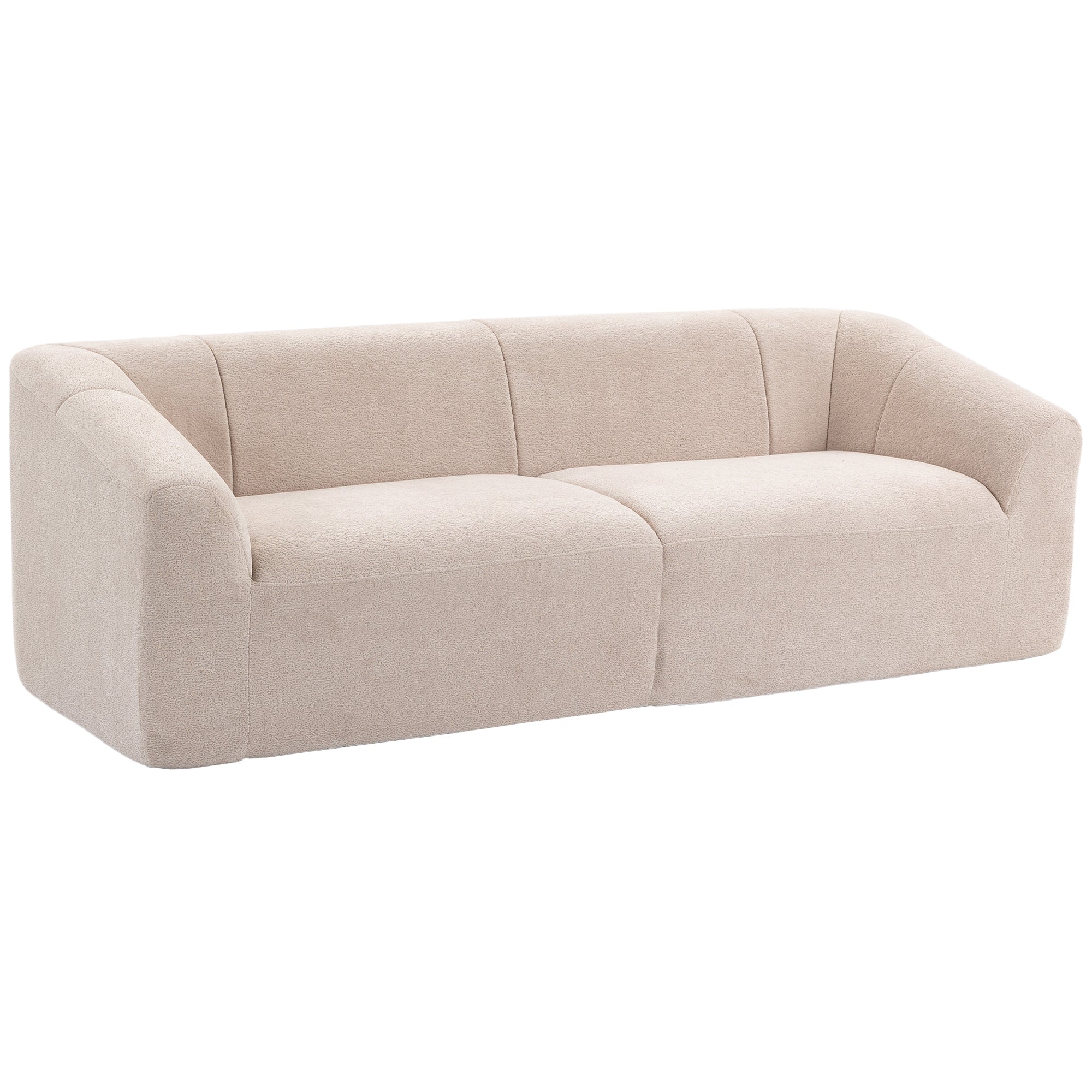 3 Seater Chenille Cloud Couch - Beige Boneless Sofa-Home Furnishings > Living Room Furniture > Sofas & Reclining Chairs > 3-Seater Sofas-DECOROLALA