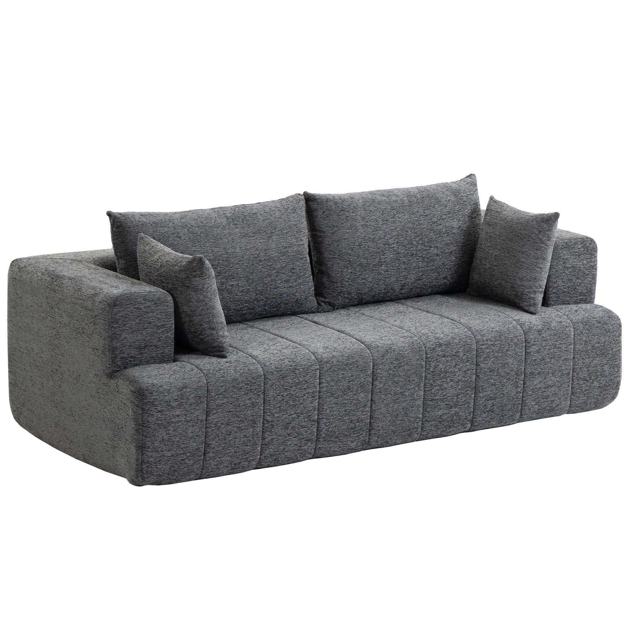 3 Seater Chenille Cloud Couch - Grey Boneless Sofa-Home Furnishings > Living Room Furniture > Sofas & Reclining Chairs > 3-Seater Sofas-DECOROLALA