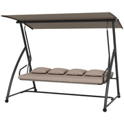3-Seater Convertible Swing Bed Light Brown Outdoor Lounger-DECOROLALA