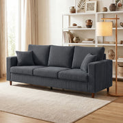 3-Seater Corduroy Sofa - Dark Grey Deep Seat Couch-Sofas-DECOROLALA