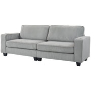 3 Seater Corduroy Sofa with Cup Holders - Light Grey-DECOROLALA