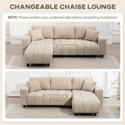 3-Seater L-Shaped Sectional Sofa with Reversible Chaise - Beige-Home Furnishings > Living Room Furniture > Sofas & Reclining Chairs > L Shaped Couchs-DECOROLALA