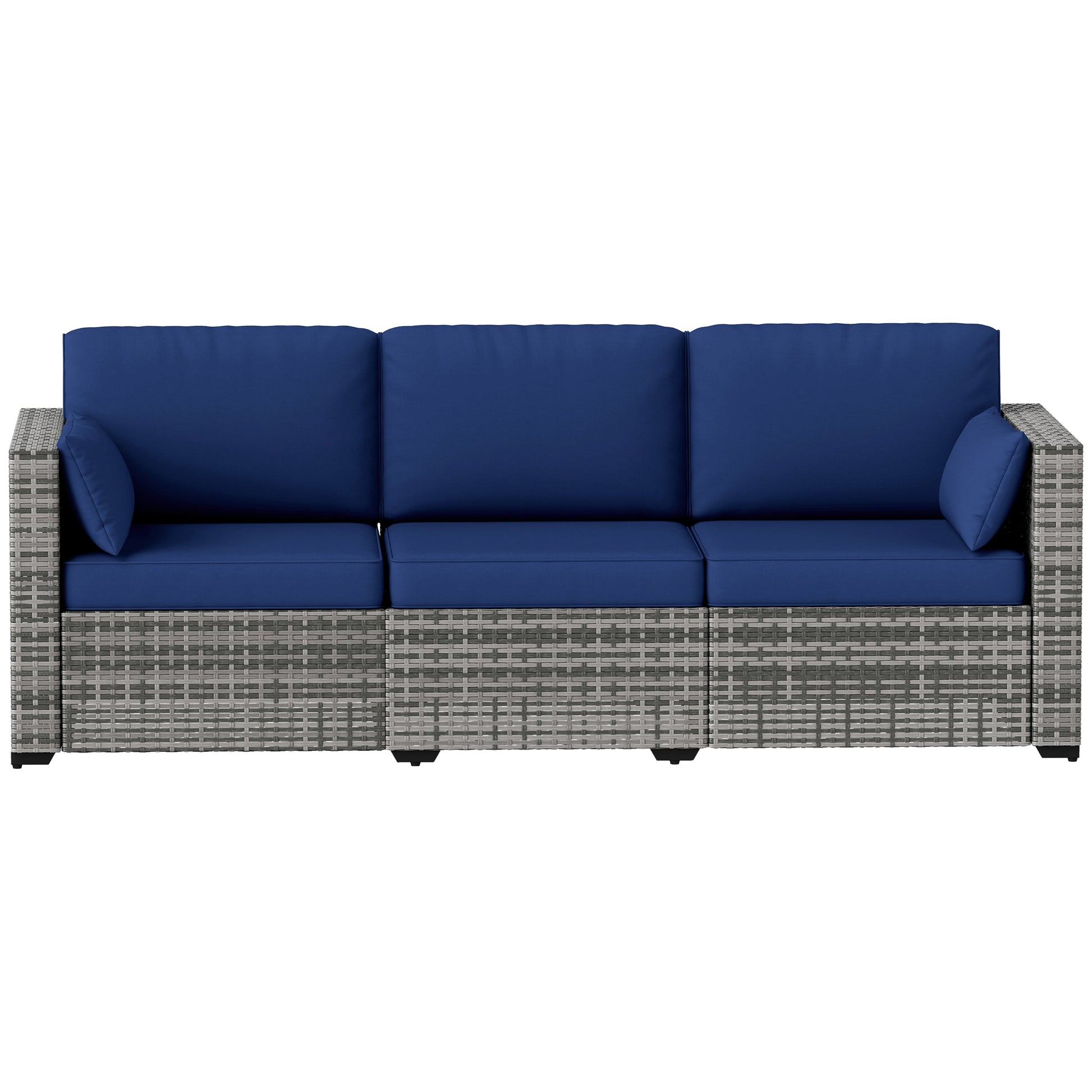 3-Seater Outdoor Sofa PE Rattan Dark Blue-DECOROLALA