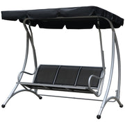 3-Seater Outdoor Swing Chair - Black Canopy-DECOROLALA