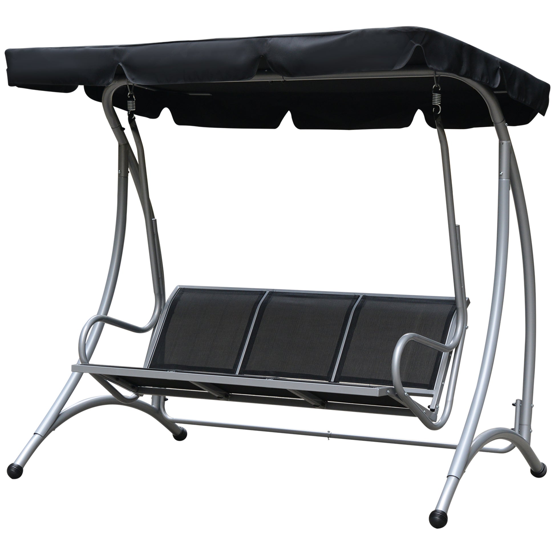 3-Seater Outdoor Swing Chair - Black Canopy-DECOROLALA
