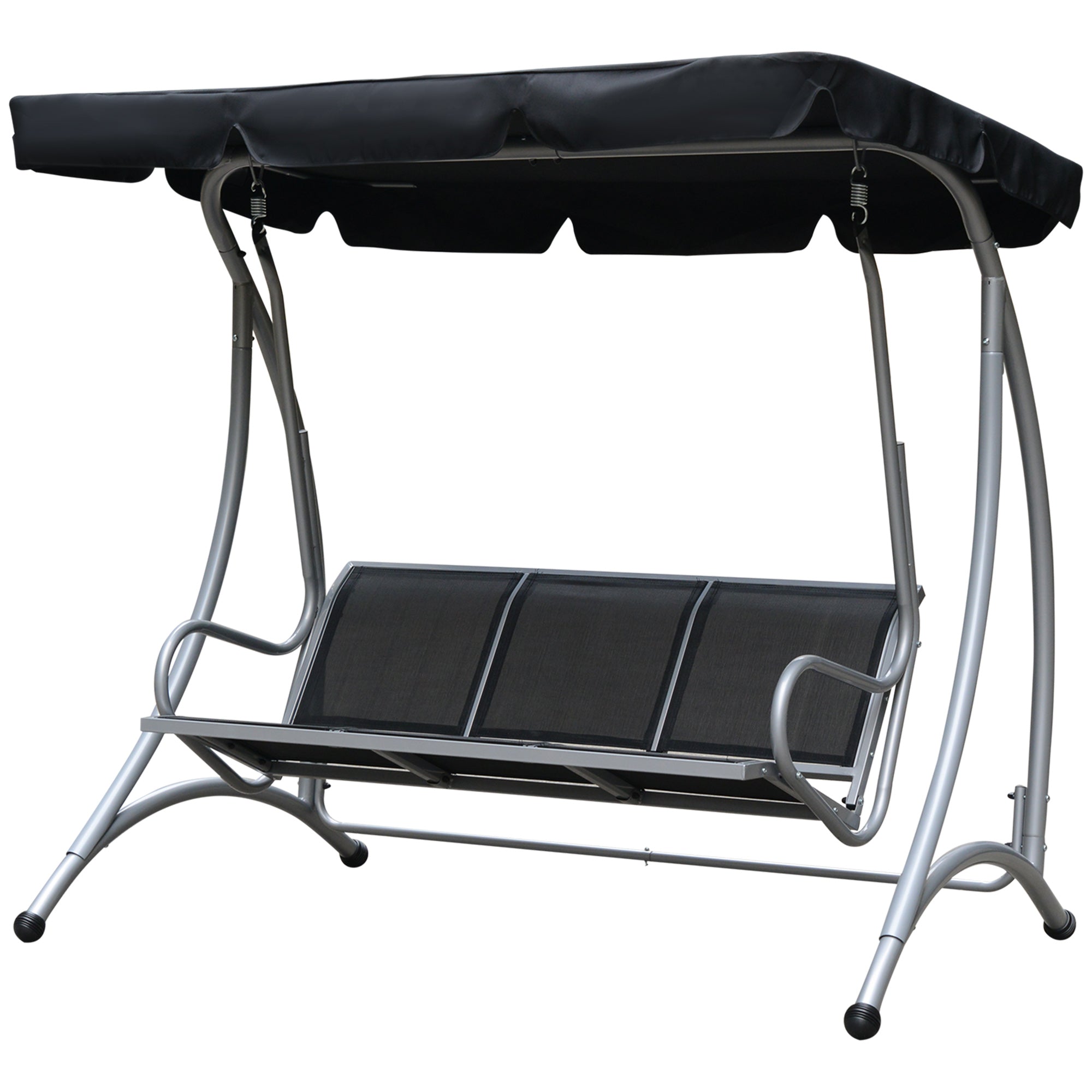3-Seater Outdoor Swing Chair - Black Canopy-DECOROLALA