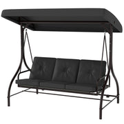 3-Seater Patio Swing Bed with Canopy - Dark Grey-DECOROLALA