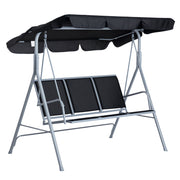 3-Seater Patio Swing with Canopy - Black-DECOROLALA
