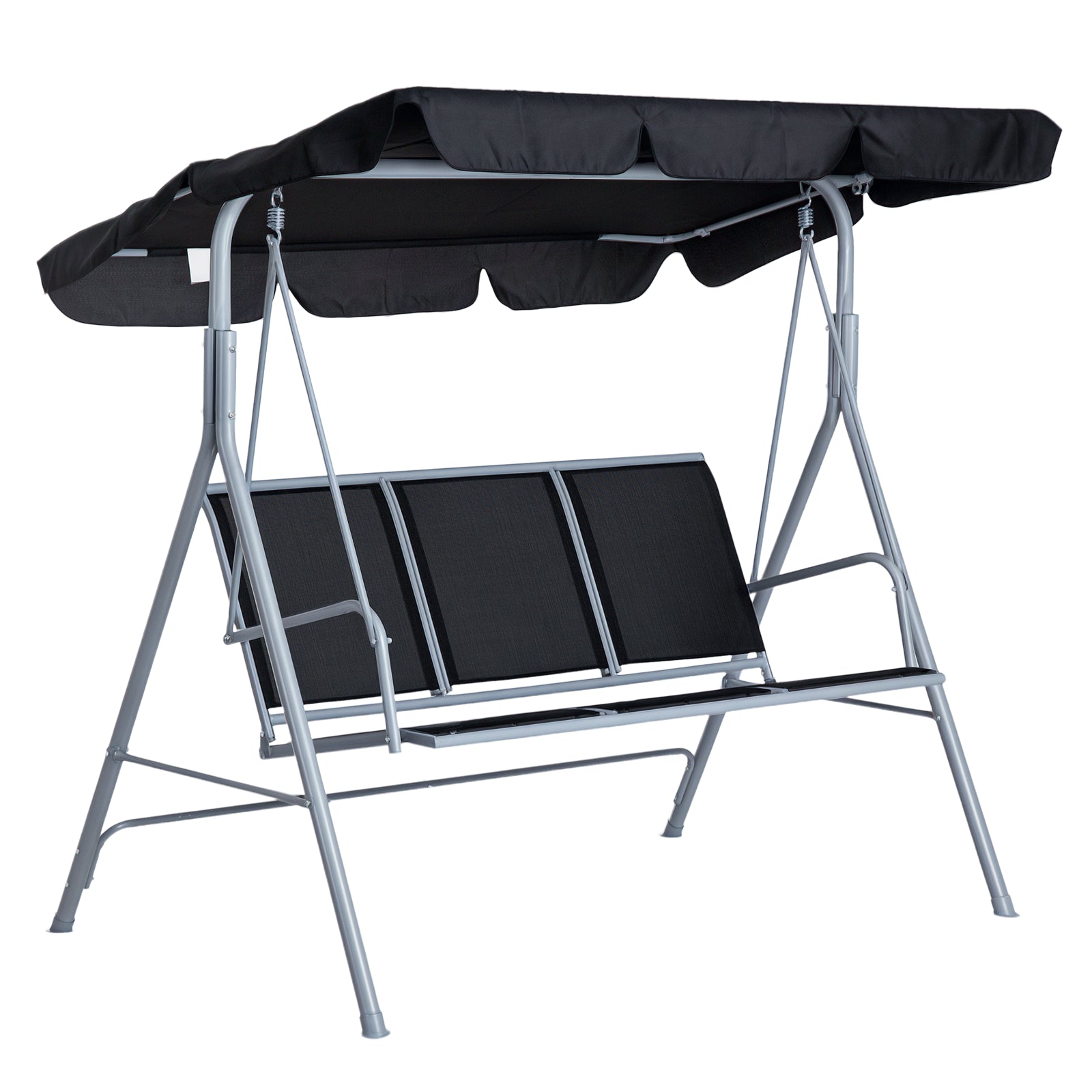3-Seater Patio Swing with Canopy - Black-DECOROLALA