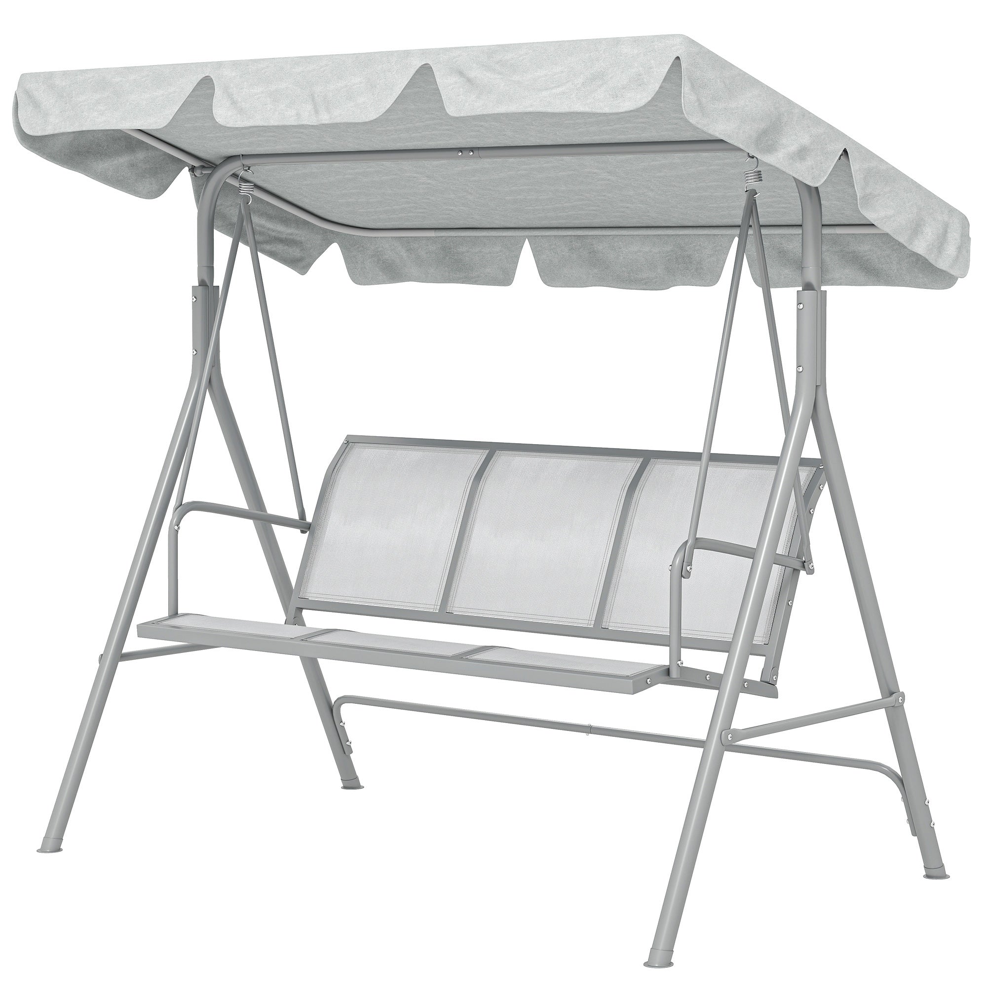 3-Seater Patio Swing with Canopy - Light Grey-DECOROLALA
