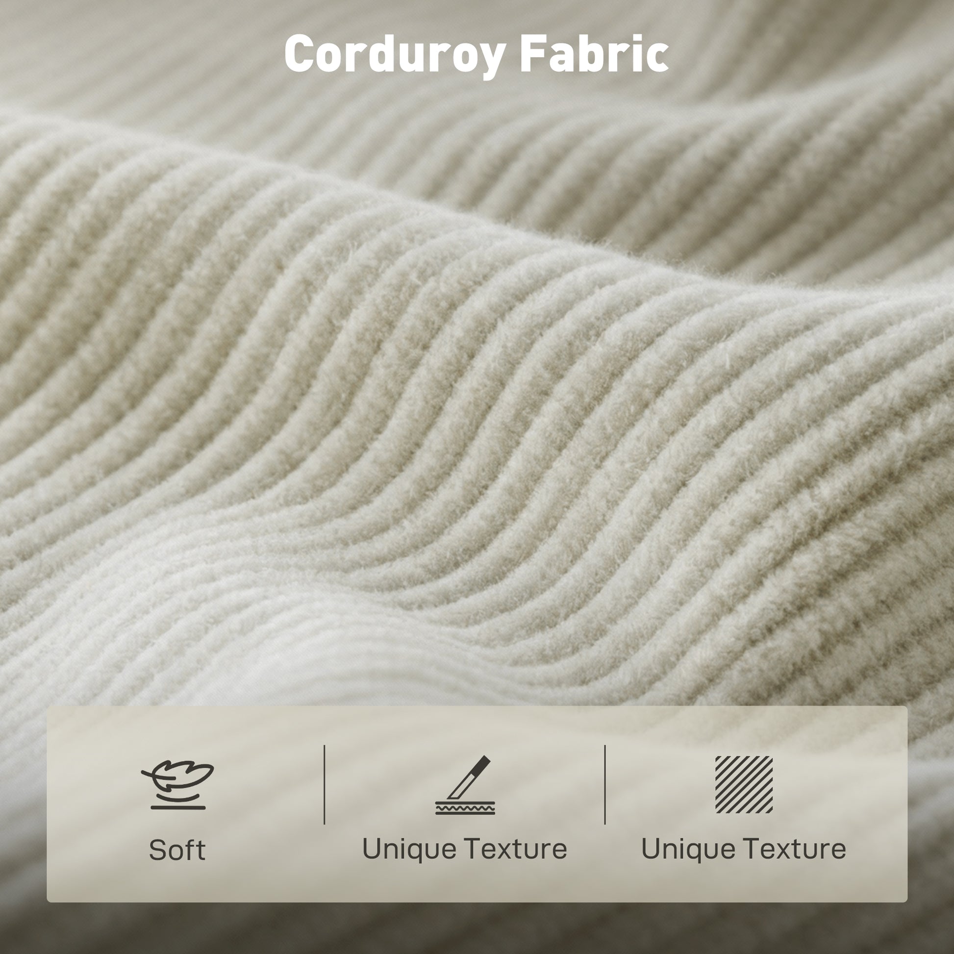 3 Seater Sofa 74" Corduroy - Beige-DECOROLALA