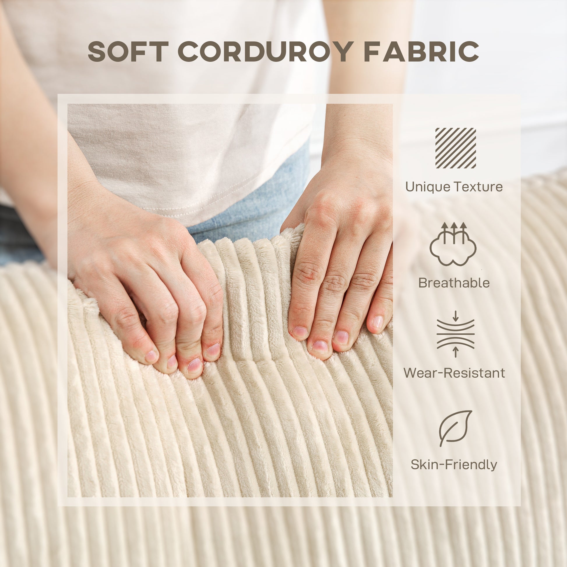 3 Seater Sofa - 83.5" Modern Couch, Cream White, Pocket Spring, 2 Scatter Cushions-DECOROLALA