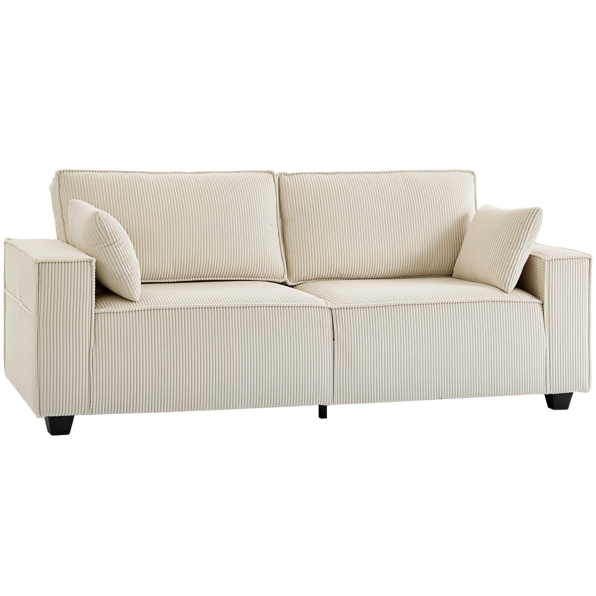 3 Seater Sofa - Beige Corduroy 86"-DECOROLALA