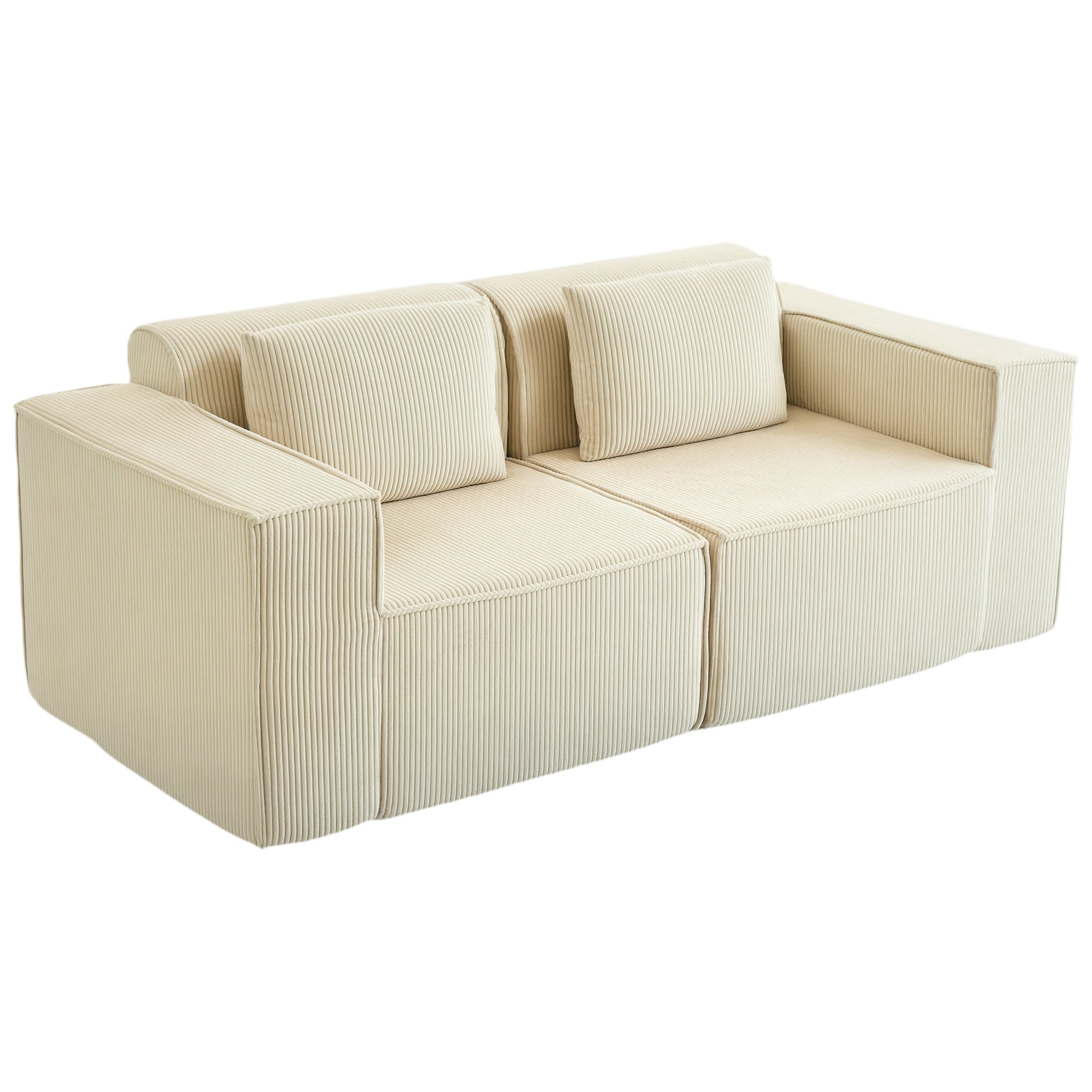 3 Seater Sofa Corduroy Beige Deep Seat-DECOROLALA